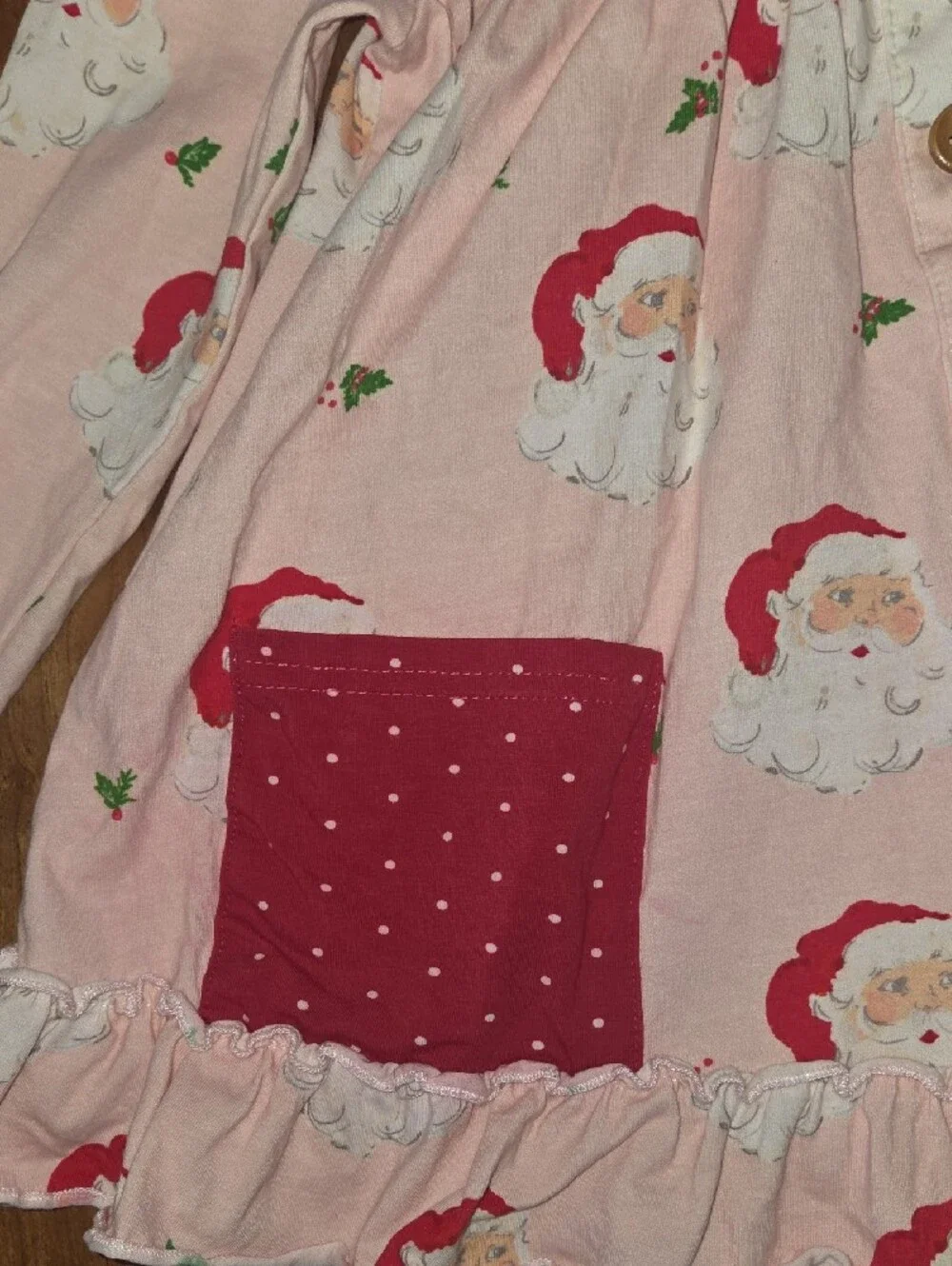 SweetHoney Pink Santa Tunic & Red Polka Dot Leggings Set